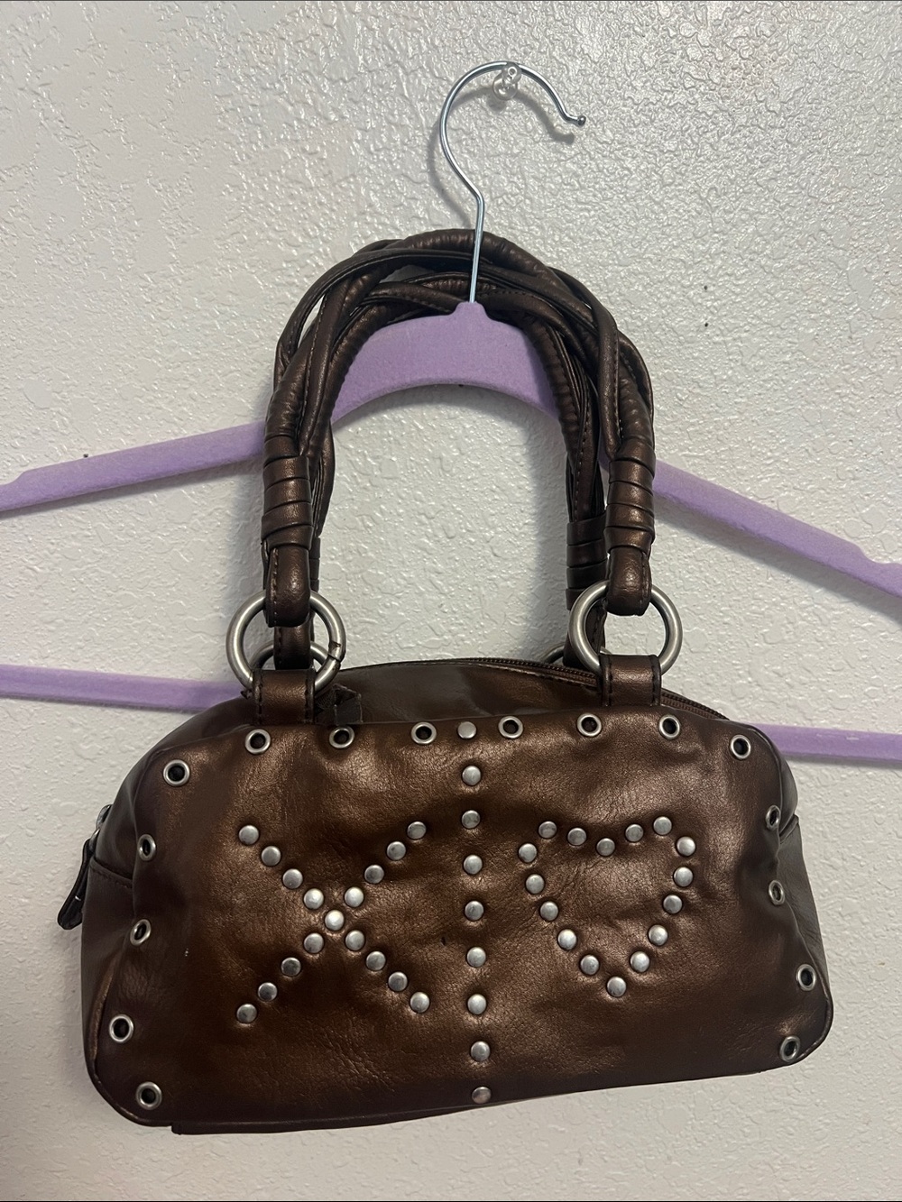 Brown <3XOXO Leather Satchel Handbag